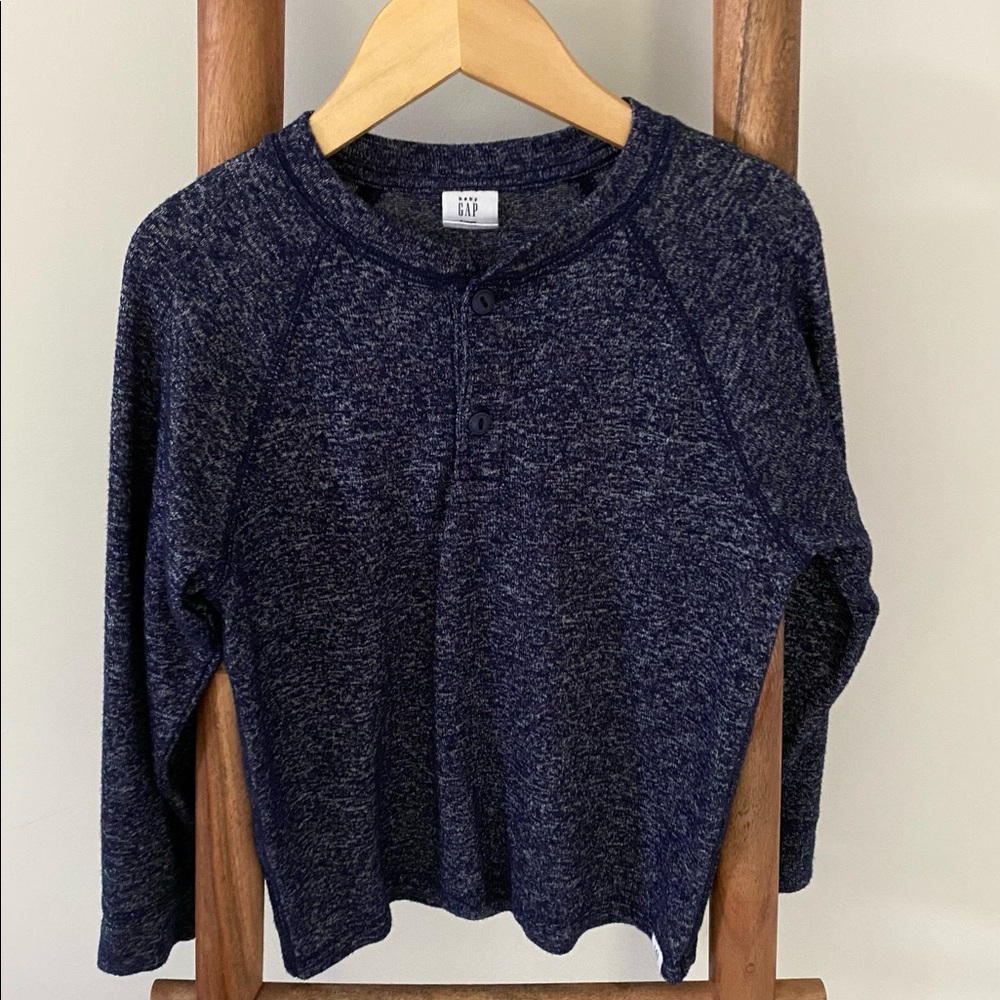 Gap So Soft Navy Marled Henley 5